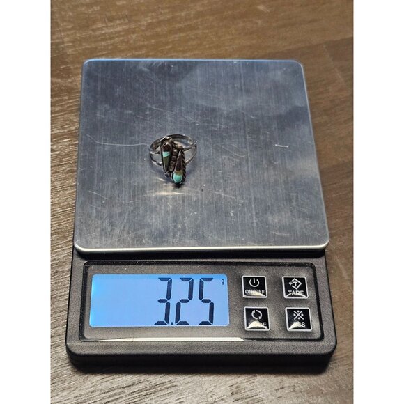 Swirling Vintage Zuni Turquoise Coral Sterling Silver Native American Ring Sz 7 - Picture 5 of 5